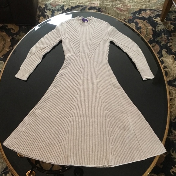 Ralph Lauren Collection Ribbed Cashmere Sweater Midi Dress - Picture 2 of 14